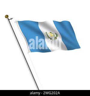 Guatemala Fahnenmast 3D Illustration mit Beschneidungspfad Stockfoto