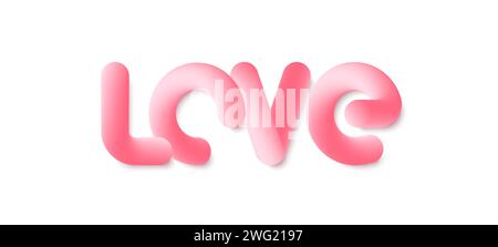 Ich liebe 3D-Text. Lebendiger Farbverlauf mit flüssigem Liebeswort. Fließender 3D-Text für Valentinstag. Vektor Stock Vektor