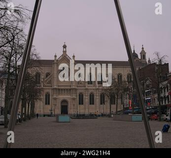 Brüssel, Belgien Februar 2024. Katharinenkirche. Belgische Kirche. Historisches Denkmal. Kombination aus Gotik, Renaissance und Barock Stockfoto