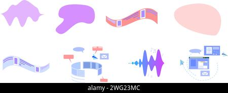 Digital Technology Set, Illustration einfacher Rahmen Textur Dekoration Dekoration Dekoration bunt Stock Vektor