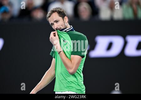 Melbourne, Australie. Januar 2024. Daniil Medwedev während des Australian Open AO 2024 Grand Slam Tennis Turniers am 26. Januar 2024 im Melbourne Park in Australien. Foto Victor Joly/DPPI Credit: DPPI Media/Alamy Live News Stockfoto