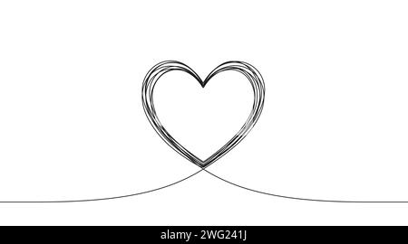 Love-Symbol mit durchgehender Linie. Ein Herz-Silhouette. Valentinstag-Liebes-Symbol auf weißem Hintergrund. Vektor Stock Vektor