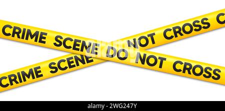 Crime Scene Do Not Cross Tape. Aufmerksamkeit Polizei-Band. Gelbe Warnschranke. Vektor Stock Vektor