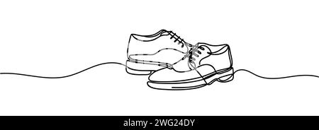 Klassische Herrenschuhe im Stil eines durchgehenden, einzeiligen Musters. Stock Vektor