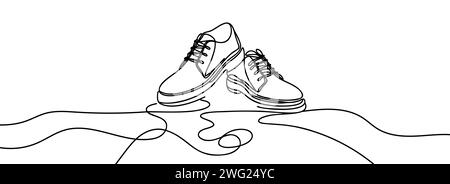 Klassische Herrenschuhe im Stil eines durchgehenden, einzeiligen Musters. Stock Vektor