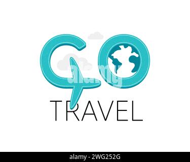 Go Travel Logo Vektor-Design. Urlaubstouren-Symbol mit Flugzeug. Symbol für Urlaubsreisen. Vektor Stock Vektor