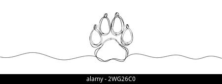Durchgehende einzeilige Zeichnung einer Pfotenblock.Vector-Illustration. Stock Vektor