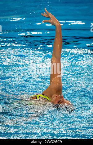 Susanna Pedotti aus Italien tritt an den künstlerischen Schwimm-Technikfrauen während der 21. Aquatikweltmeisterschaft im Aspire Dome in Doha (Katar) am 2. Februar 2024 an. Quelle: Insidefoto di andrea staccioli/Alamy Live News Stockfoto