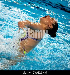 Susanna Pedotti aus Italien tritt an den künstlerischen Schwimm-Technikfrauen während der 21. Aquatikweltmeisterschaft im Aspire Dome in Doha (Katar) am 2. Februar 2024 an. Quelle: Insidefoto di andrea staccioli/Alamy Live News Stockfoto