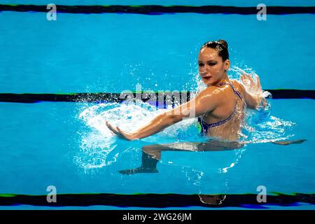 Doha, Katar. Februar 2024. Susanna Pedotti aus Italien tritt an den künstlerischen Schwimm-Technikfrauen während der 21. Aquatikweltmeisterschaft im Aspire Dome in Doha (Katar) am 2. Februar 2024 an. Quelle: Insidefoto di andrea staccioli/Alamy Live News Stockfoto