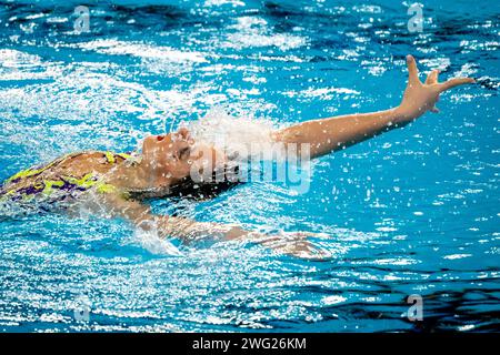 Susanna Pedotti aus Italien tritt an den künstlerischen Schwimm-Technikfrauen während der 21. Aquatikweltmeisterschaft im Aspire Dome in Doha (Katar) am 2. Februar 2024 an. Quelle: Insidefoto di andrea staccioli/Alamy Live News Stockfoto