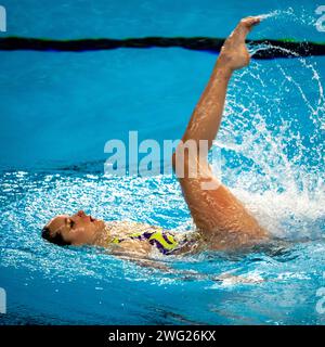 Susanna Pedotti aus Italien tritt an den künstlerischen Schwimm-Technikfrauen während der 21. Aquatikweltmeisterschaft im Aspire Dome in Doha (Katar) am 2. Februar 2024 an. Quelle: Insidefoto di andrea staccioli/Alamy Live News Stockfoto