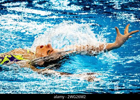 Susanna Pedotti aus Italien tritt an den künstlerischen Schwimm-Technikfrauen während der 21. Aquatikweltmeisterschaft im Aspire Dome in Doha (Katar) am 2. Februar 2024 an. Quelle: Insidefoto di andrea staccioli/Alamy Live News Stockfoto