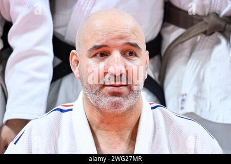 Paris, Frankreich. Februar 2024. Larbi Benboudaoud während des Trainingslagers am 1. Februar 2024 im Dojo de Paris (ehemaliges Institut du Judo) in Paris, Frankreich - Foto Victor Joly/DPPI Credit: DPPI Media/Alamy Live News Stockfoto