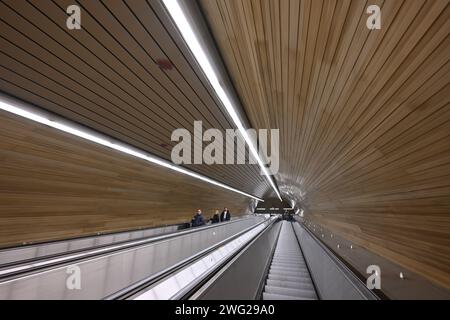 Prag, Tschechische Republik. Februar 2024. U-Bahn-Station Jiriho z Podebrad in Prag, Tschechische Republik, 2. Februar 2024. Quelle: Michal Kamaryt/CTK Photo/Alamy Live News Stockfoto