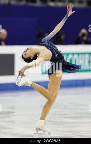 Shanghai, China. Februar 2024. Die Chinesin Chen Hongyi tritt am 2. Februar 2024 beim Freilauf der Frauen der ISU Four Continents Eiskunstlauf-Meisterschaften 2024 in Shanghai (Ostchina) an. Quelle: Wang Xiang/Xinhua/Alamy Live News Stockfoto