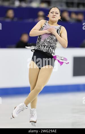 Shanghai, China. Februar 2024. Die Japanerin Watanabe Rinka tritt am 2. Februar 2024 beim Freilauf der Frauen der ISU Four Continents Skating Championships 2024 in Shanghai, Ostchina, an. Quelle: Wang Xiang/Xinhua/Alamy Live News Stockfoto