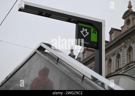 Prag, Tschechische Republik. Februar 2024. U-Bahn-Station Jiriho z Podebrad in Prag, Tschechische Republik, 2. Februar 2024. Quelle: Michal Kamaryt/CTK Photo/Alamy Live News Stockfoto