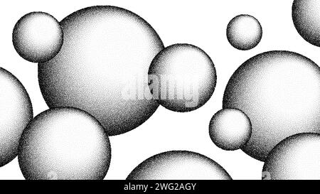 Kugeln von Kornkugeln Hintergrund. Schwarze Rauschpunkte 3D-Seifenblasen. Gepunkteter Vektor Stock Vektor
