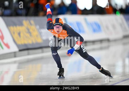 Quebec, Kanada. Februar 2024. QUEBEC, KANADA - 2. FEBRUAR: Joep Wennemars aus den Niederlanden trat am 2. Februar 2024 in Quebec, Kanada auf der 1000m langen Men's B Group während der ISU Speed Skating World Cup im Centre de Glaces Intact Assurance an. (Foto von Andre Weening/Orange Pictures) Credit: Orange Pics BV/Alamy Live News Stockfoto