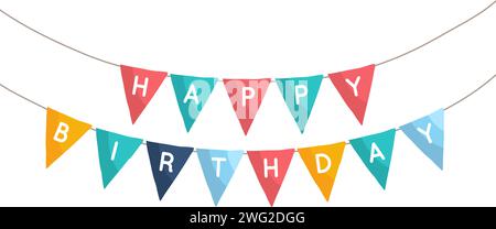Flaggen zum Geburtstag. Festliche Dekoration für Feiertage oder Festivals. Vektor Stock Vektor