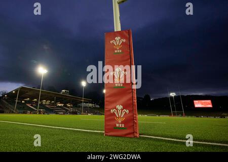 Colwyn Bay, Großbritannien. 31. August 2023. Allgemeine Ansicht des Stadiwm CSM vor dem Guinness U20 Six Nations Match Wales U20 gegen Schottland U20 2024 im Stadiwm CSM, Colwyn Bay, Vereinigtes Königreich, 2. Februar 2024 (Foto: Steve Flynn/News Images) in Colwyn Bay, Vereinigtes Königreich am 31.2023. (Foto: Steve Flynn/News Images/SIPA USA) Credit: SIPA USA/Alamy Live News Stockfoto