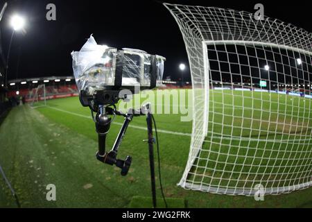 Almere, Niederlande. Februar 2024. ALMERE, 02.02.2024, Yanmar Stadium, Saison 2023/2024, Dutch Eredivisie Football. Torkamera vor dem Spiel Almere City – Excelsior Credit: Pro Shots/Alamy Live News Stockfoto