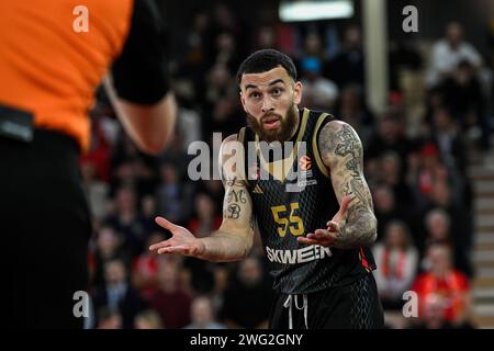 Mike James, der Spieler #55 aus Monaco, reagiert während des Basketball Turkish Airlines Euroleague-Spiels zwischen AS Monaco und KK Partizan Belgrad in Salle Gaston Medecin. Endpunktzahl: AS Monaco 85 - 70 KK Partizan Belgrad. Stockfoto