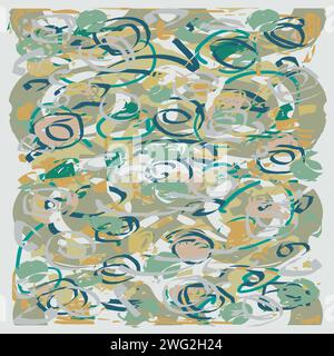Doodle Handgezeichnetes Pop-Design, Grundfarben, Abstract Vibrant Line Illustration, Tablet Notebook Sketch Stock Vektor