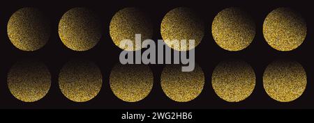 Goldener Glitzer im Hintergrund. Rauschen stipple Punkte Verlaufsmuster. Gepunkteter Vektor Stock Vektor