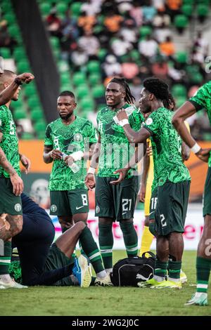 NIGERIA GEGEN ANGOLA, FUSSBALL, AFRIKANISCHER CUP DER NATIONEN, K.O.-STADIUM, K.O.-STADIUM, VIERTELFINALE, SINGLE LEG Stockfoto