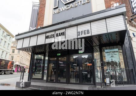 NX-Musikstätte in Newcastle upon Tyne, Großbritannien, mit Schildern für die Show Miles Kane. Stockfoto