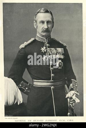 Vintage-Bild General Sir Richard Harrison, Offizier der britischen Armee, Royal Engineers, Geschichte der 1890er Jahre, 19. Jahrhundert Stockfoto