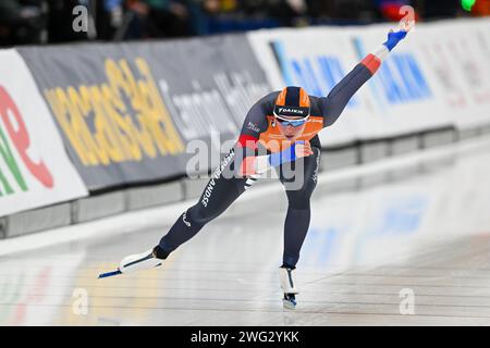 Quebec, Kanada. Februar 2024. QUEBEC, KANADA - 2. FEBRUAR: Naomi Verkerk aus den Niederlanden trat am 2. Februar 2024 im Centre de Glaces Intact Assurance auf der Women's A Group 1000 m an. (Foto von David Kirouac/Orange Pictures) Credit: Orange Pics BV/Alamy Live News Stockfoto