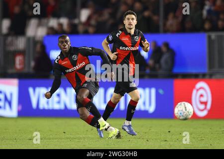 Almere, Niederlande. Februar 2024. ALMERE, 02.02.2024, Yanmar Stadium, Saison 2023/2024, Dutch Eredivisie Football. Almere City FC Spieler Yoann Cathline während des Spiels Almere City – Excelsior Credit: Pro Shots/Alamy Live News Stockfoto