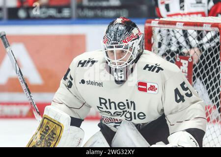 Augsburg, Deutschland 02. Februar 2024: 1. DEL - 2023/2024 - Sp.43 - Augsburger Panther vs. Kölner Haie im Bild: Torhueter Tobias Ancicka (Kölner Haie) Stockfoto