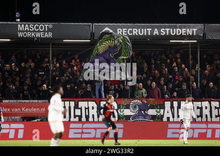 Almere, Niederlande. Februar 2024. ALMERE, 02.02.2024, Yanmar Stadium, Saison 2023/2024, Dutch Eredivisie Football. Almere City FC Fans während des Spiels Almere City – Excelsior Credit: Pro Shots/Alamy Live News Stockfoto