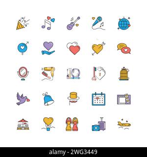 „Hochzeitseinladungen Vektor-Symbolset“ Stock Vektor