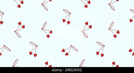 Nahtloses Muster zum Valentinstag mit Love Elements auf weißem Hintergrund. Vektor Herz Doodle Thema Set, Romantik für Karten, Banner, Flyer, Invi Stock Vektor