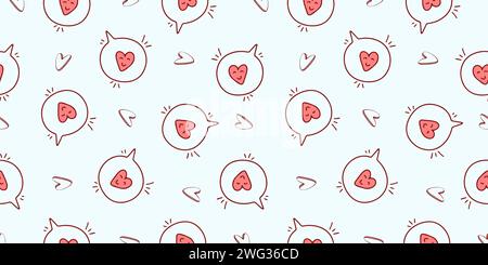 Nahtloses Muster zum Valentinstag mit Love Elements auf weißem Hintergrund. Vektor Herz Doodle Thema Set, Romantik für Karten, Banner, Flyer, Invi Stock Vektor