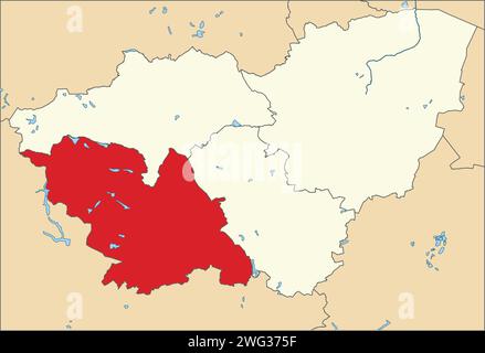 Rote Lagekarte des METROPOLITAN BOROUGH UND DER STADT SHEFFIELD, SOUTH YORKSHIRE Stock Vektor