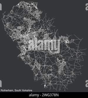 Straßenkarte des METROPOLITAN BOROUGH ROTHERHAM, SOUTH YORKSHIRE Stock Vektor