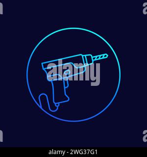 Symbol für elektrische Bohrlinie im Kreis Stock Vektor