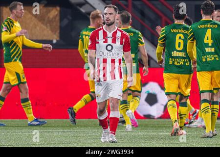 Oss, Niederlande. Februar 2024. OSS, NIEDERLANDE - 2. FEBRUAR: Grad Damen von TOP Oss enttäuscht beim niederländischen Keuken Kampioen Divisie Spiel zwischen TOP Oss und ADO den Haag im Frans Heesen Stadion am 2. Februar 2024 in Oss, Niederlande. (Foto von Gabriel Calvino Alonso/Orange Pictures) Credit: dpa/Alamy Live News Stockfoto