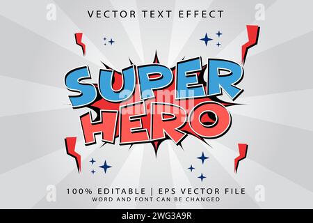 Bearbeitbarer Texteffekt Super Hero Comic Premium Vektor 3D Cartoon Vorlage Stil Stock Vektor