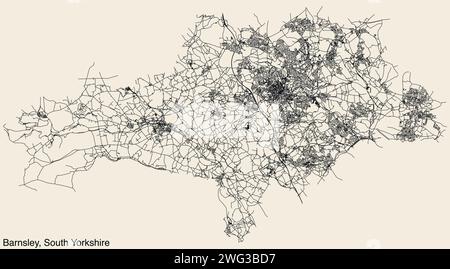 Straßenkarte des STADTTEILS BARNSLEY, SOUTH YORKSHIRE Stock Vektor