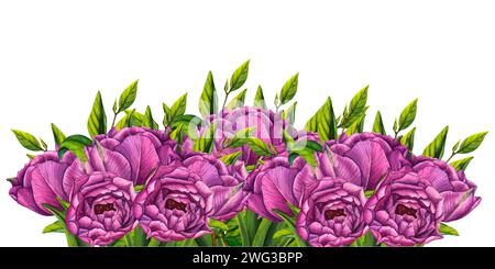 Vintage-Bouquet aus rosa Tulpen. Frühling Blumen Aquarell Vektor Illustration für verschiedene Designs für Muttertag, internationaler Frauentag, Valentine Stock Vektor