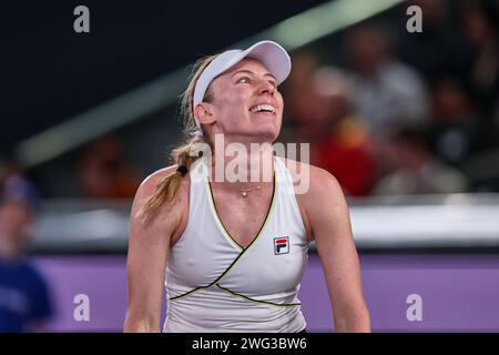 Linz, Oberösterreich, Österreich. Februar 2024. Ekaterina Alexandrova in Aktion während der Oberösterreich Damen Linz - Damen Tennis, WTA500 (Credit Image: © Mathias Schulz/ZUMA Press Wire) NUR REDAKTIONELLE VERWENDUNG! Nicht für kommerzielle ZWECKE! Stockfoto