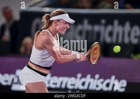 Linz, Oberösterreich, Österreich. Februar 2024. Ekaterina Alexandrova in Aktion während der Oberösterreich Damen Linz - Damen Tennis, WTA500 (Credit Image: © Mathias Schulz/ZUMA Press Wire) NUR REDAKTIONELLE VERWENDUNG! Nicht für kommerzielle ZWECKE! Stockfoto