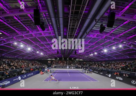 Linz, Oberösterreich, Österreich. Februar 2024. Impressionen in Aktion während der Oberösterreich Damen Linz - Damen Tennis, WTA500 (Credit Image: © Mathias Schulz/ZUMA Press Wire) NUR REDAKTIONELLE VERWENDUNG! Nicht für kommerzielle ZWECKE! Stockfoto